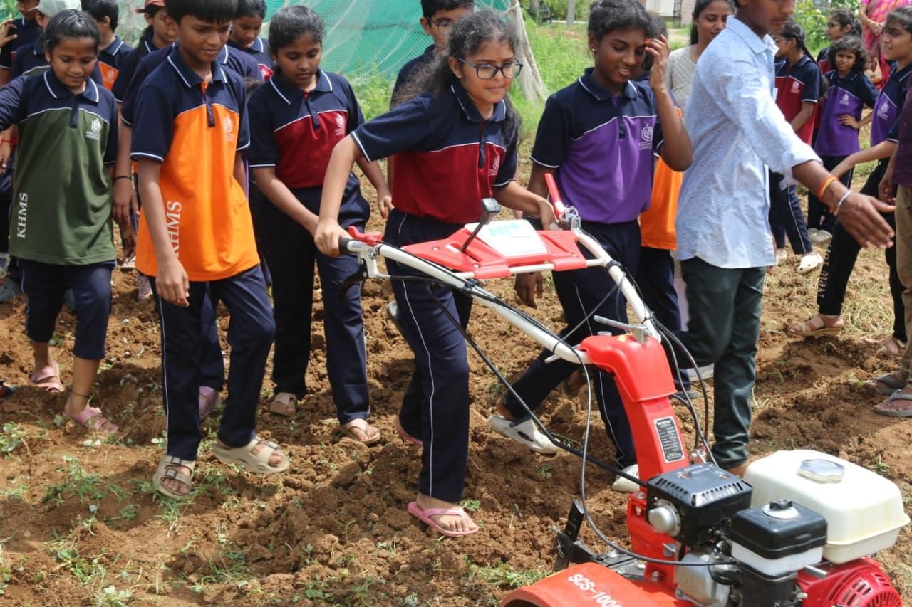 Driving the power tiller at the Centre for Agri Tourism