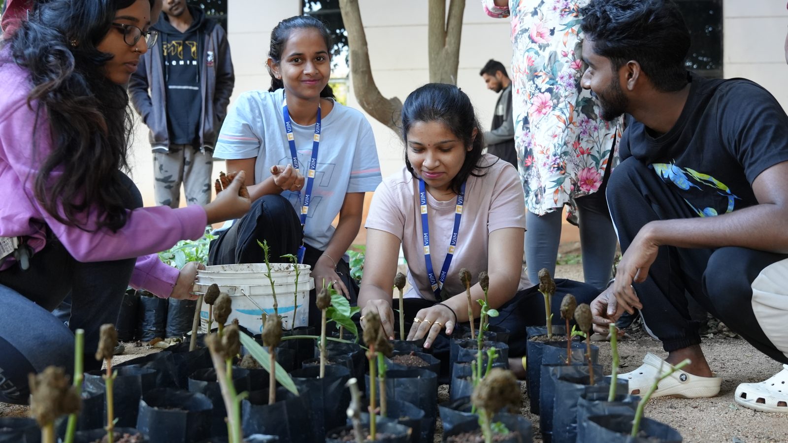 Potting saplings together at the Centre for Agri Tourism